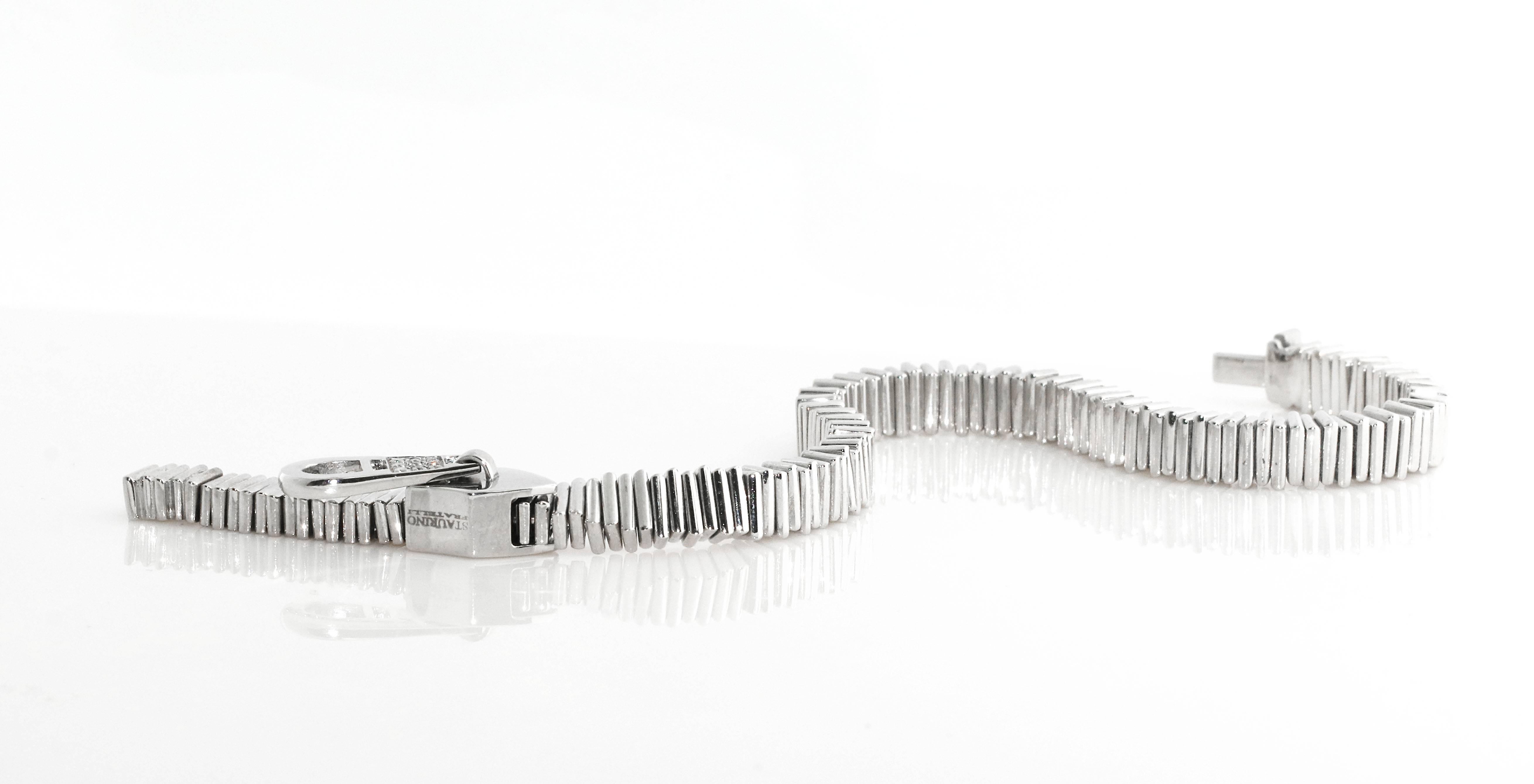 Modern Staurino Fratelli Diamond White Gold Zipper Bracelet