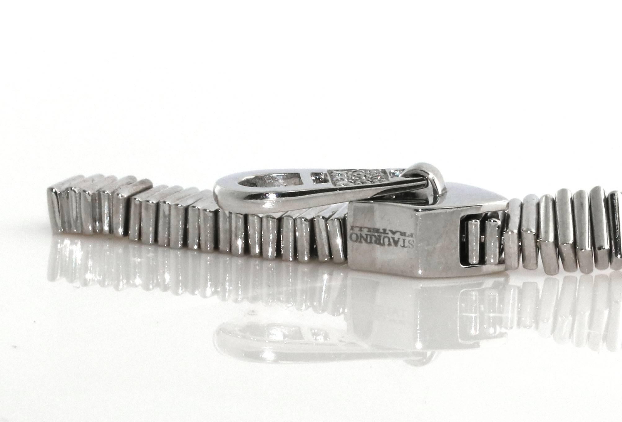 Staurino Fratelli Diamond White Gold Zipper Bracelet In Excellent Condition In Beverly Hills, CA