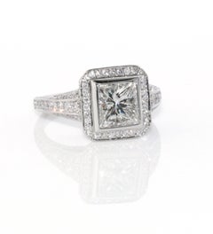 1.54 H/VVS2 Princess Cut Diamond Engagement Ring, Signed Peter Norman Mounting