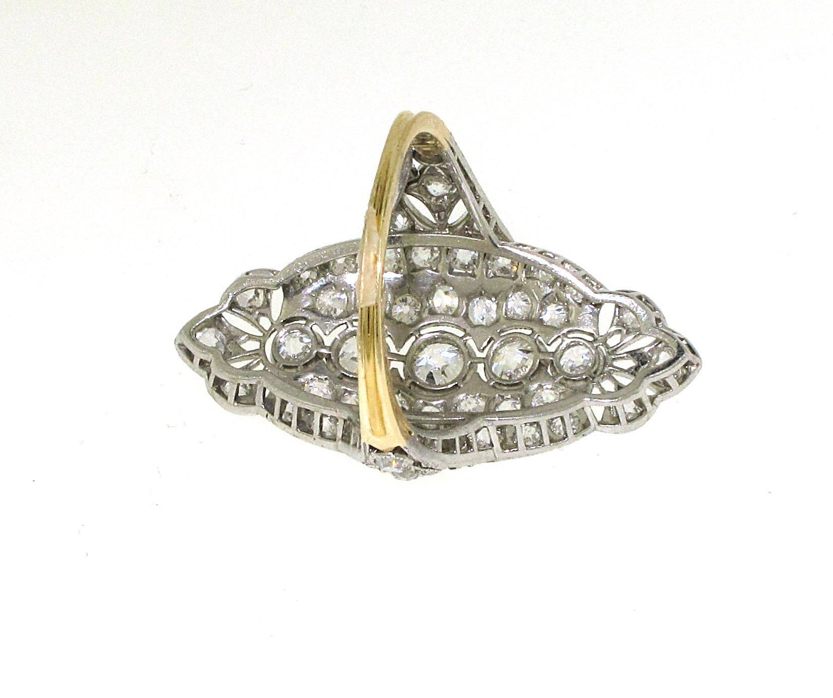 Old European Cut Platinum and Diamond Edwardian Engagement/Fashion Ring 