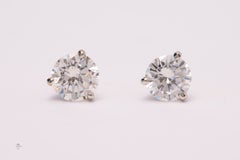 Natural Diamond Martini Stud Earrings 2 Carats Total IJK Color SI1-SI2 Clarity