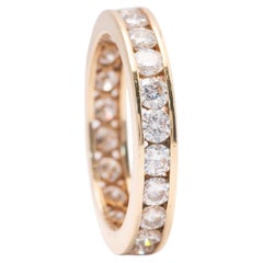 Vintage Yellow Gold Natural Diamond Channel-Set Band Ring, Approximately 2.4cts