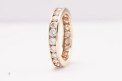 Vintage Yellow Gold Natural Diamond Channel-Set Band Ring, Approximately 2.4cts