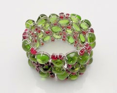 Handmade Peridot and Red Spinel Bracelet