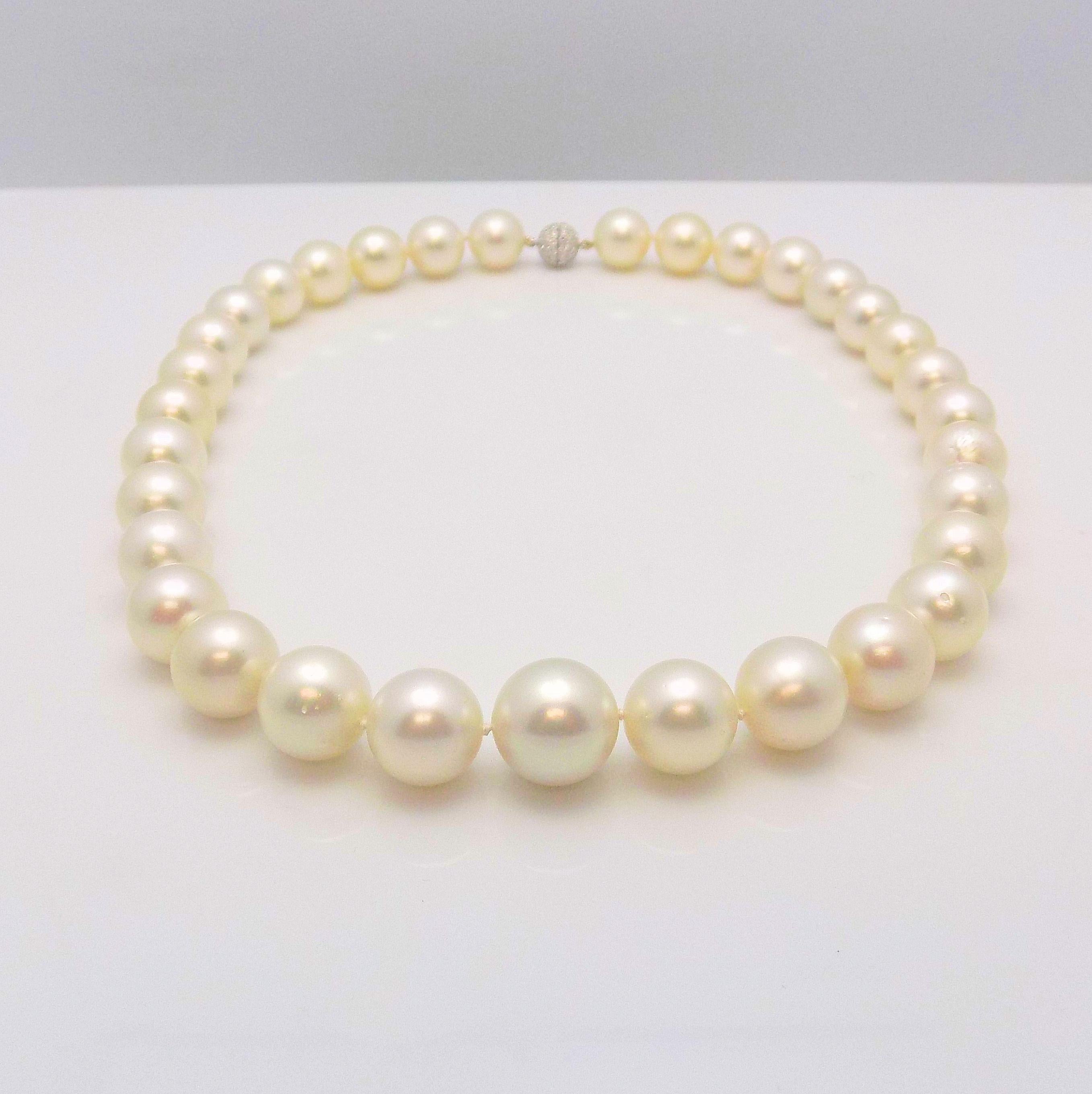 Strand South Sea Cultured Pearls with Diamond Ball Clasp For Sale 2