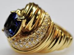Henry Dunay Custom Sapphire Diamond Gold Ring
