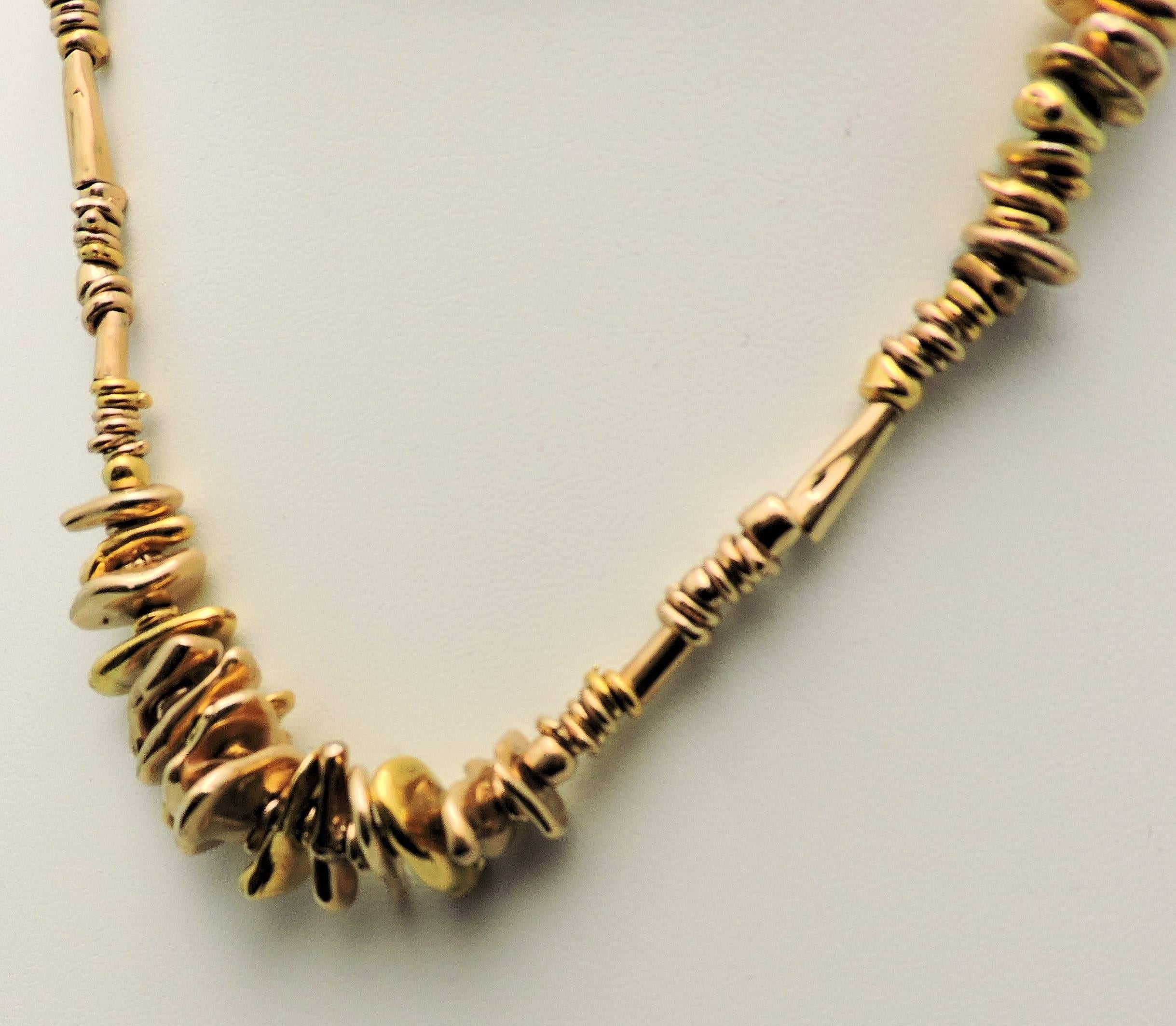 Velma David Dozier Artist Made Gold Necklace In Excellent Condition For Sale In Dallas, TX