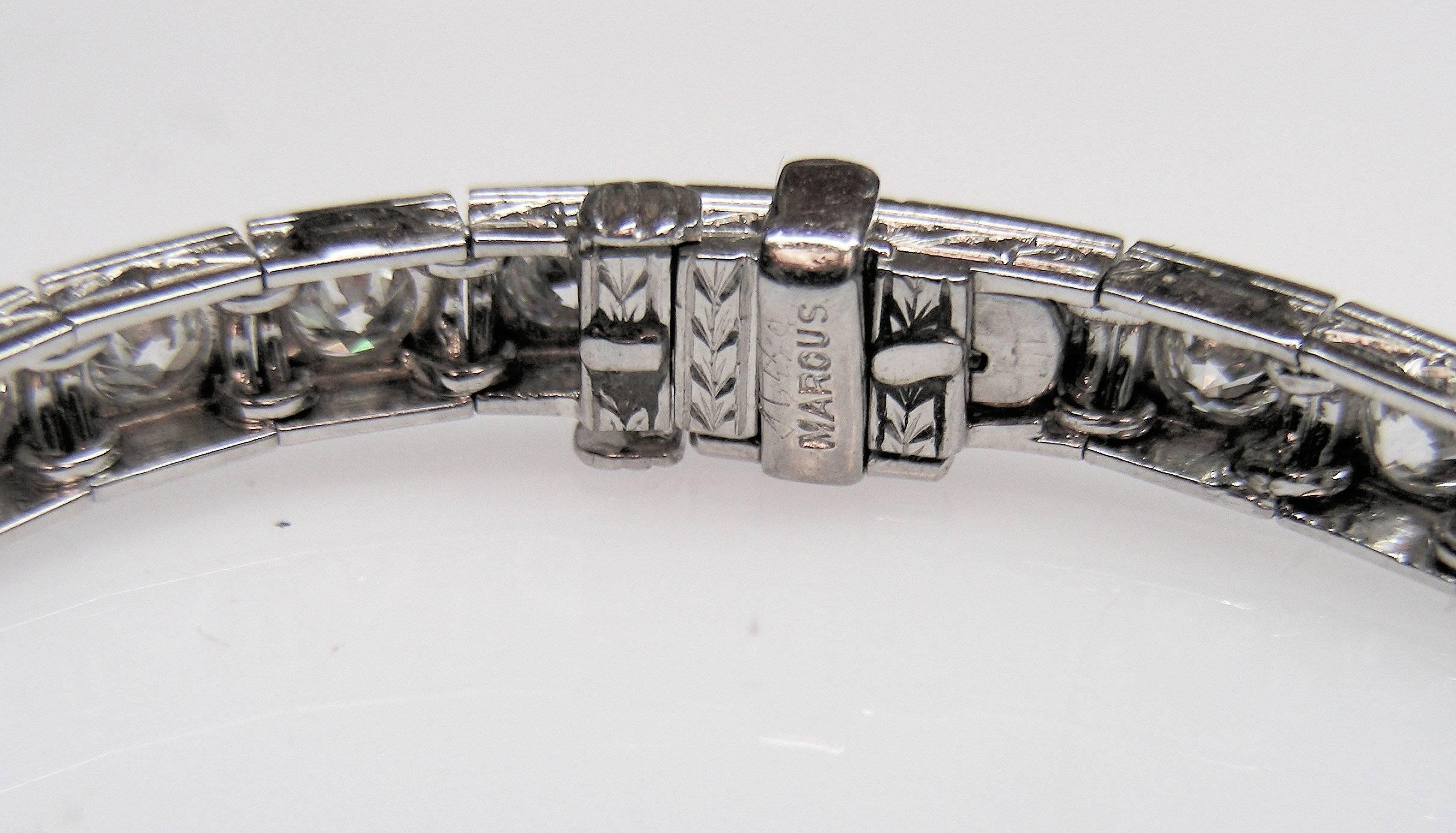 Women's Marcus Art Deco Diamond Platinum Line Bracelet  For Sale