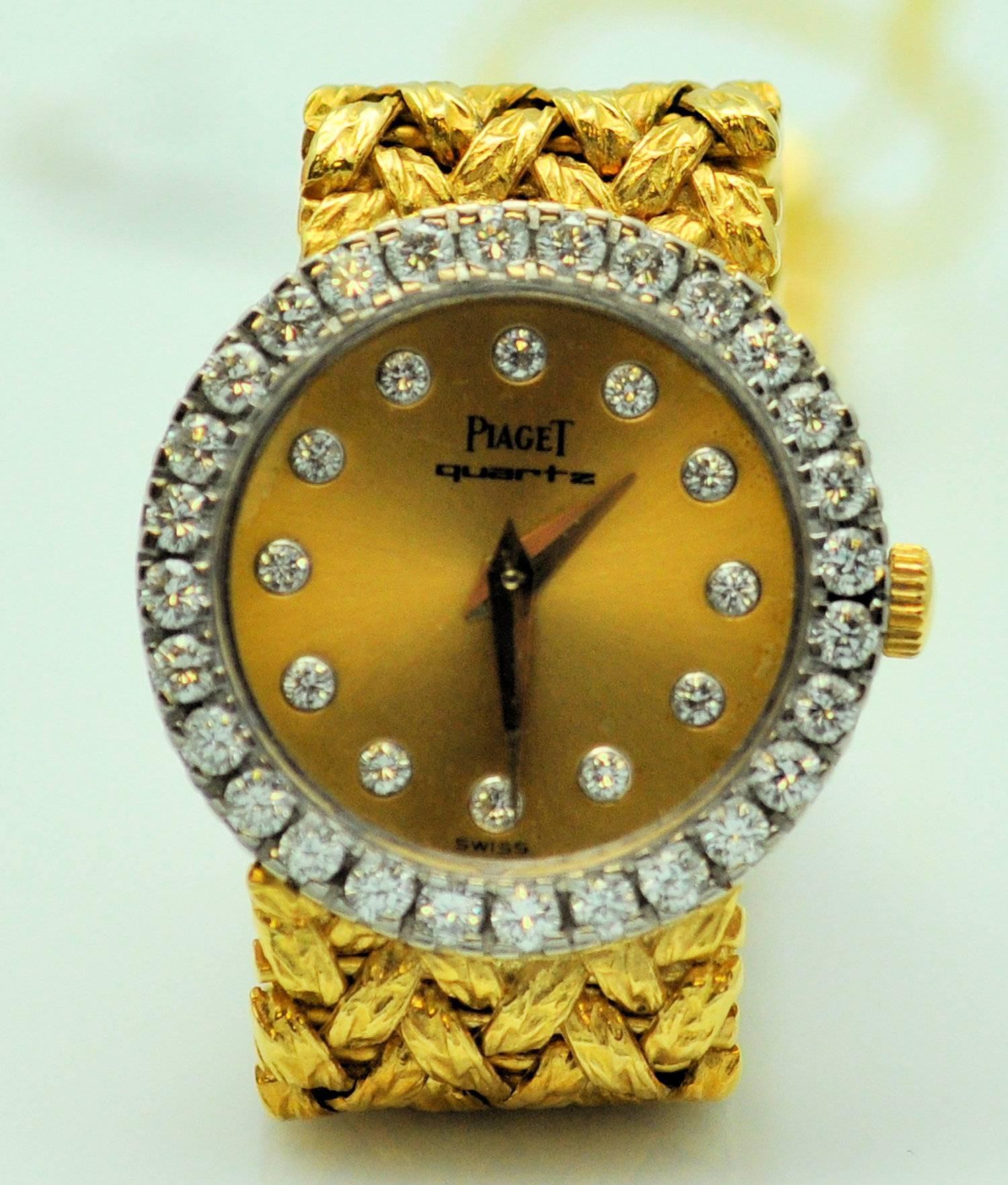 Piaget Yellow Gold Diamond Bracelet Quartz Wristwatch 2