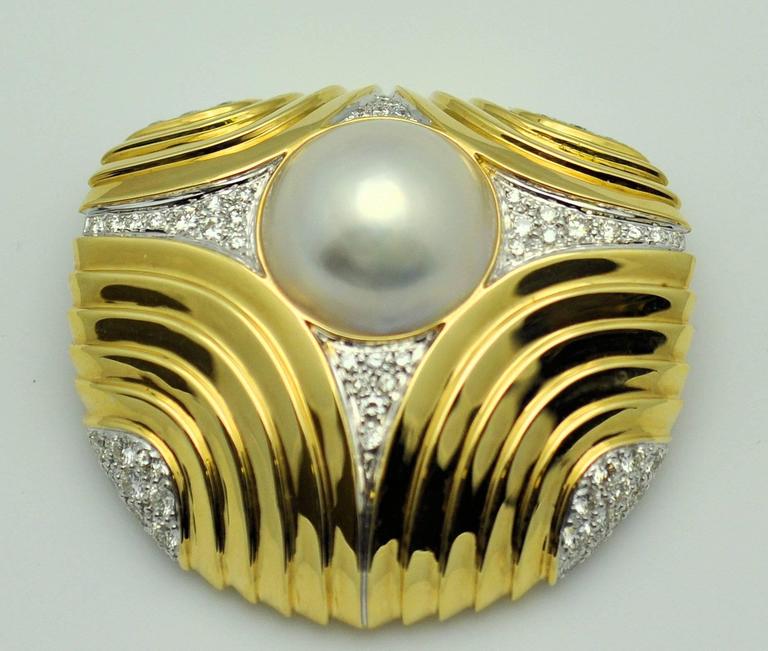 Scott Keating Custom Made Pearl Diamond Gold Torsade Necklace For Sale