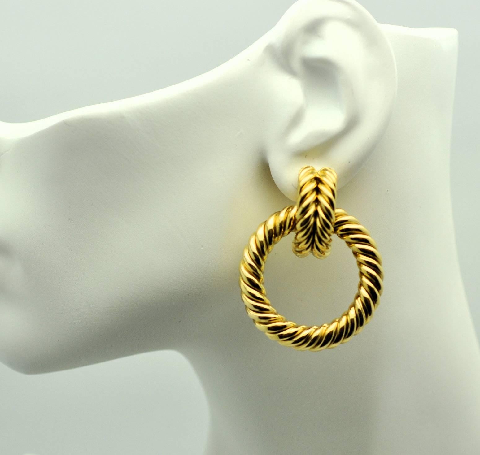 Women's Large Gold Shrimp Doorknocker Earrings 