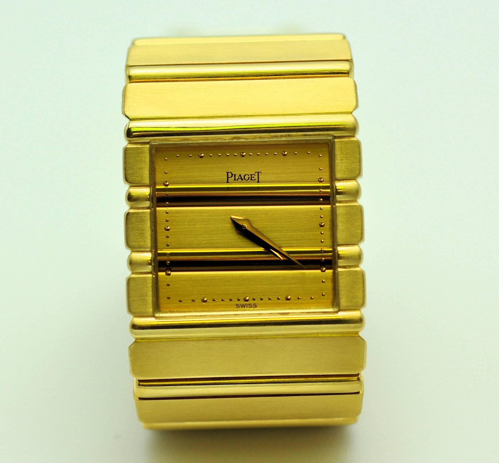 Piaget Yellow Gold Polo Backwind Wristwatch. Upgraded Movement 757P, New battery In New Condition In Dallas, TX