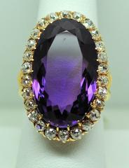 Antique Amethyst Diamond Gold Ring