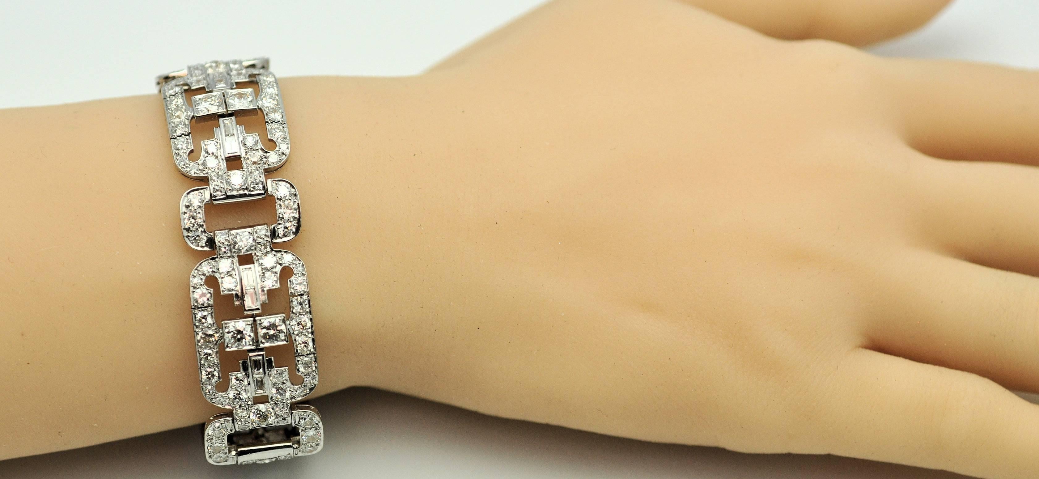 Art Deco Diamond Platinum Bracelet For Sale 4