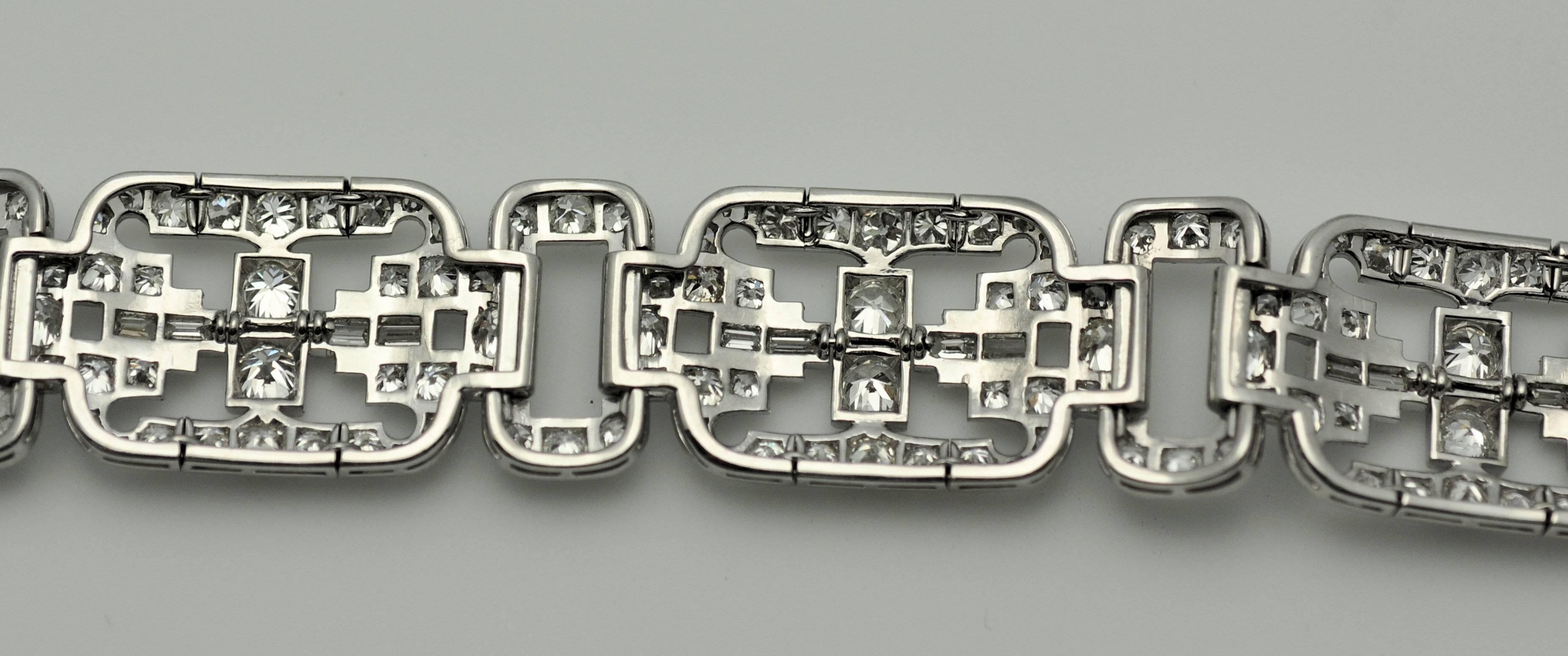 Art Deco Diamond Platinum Bracelet For Sale 6