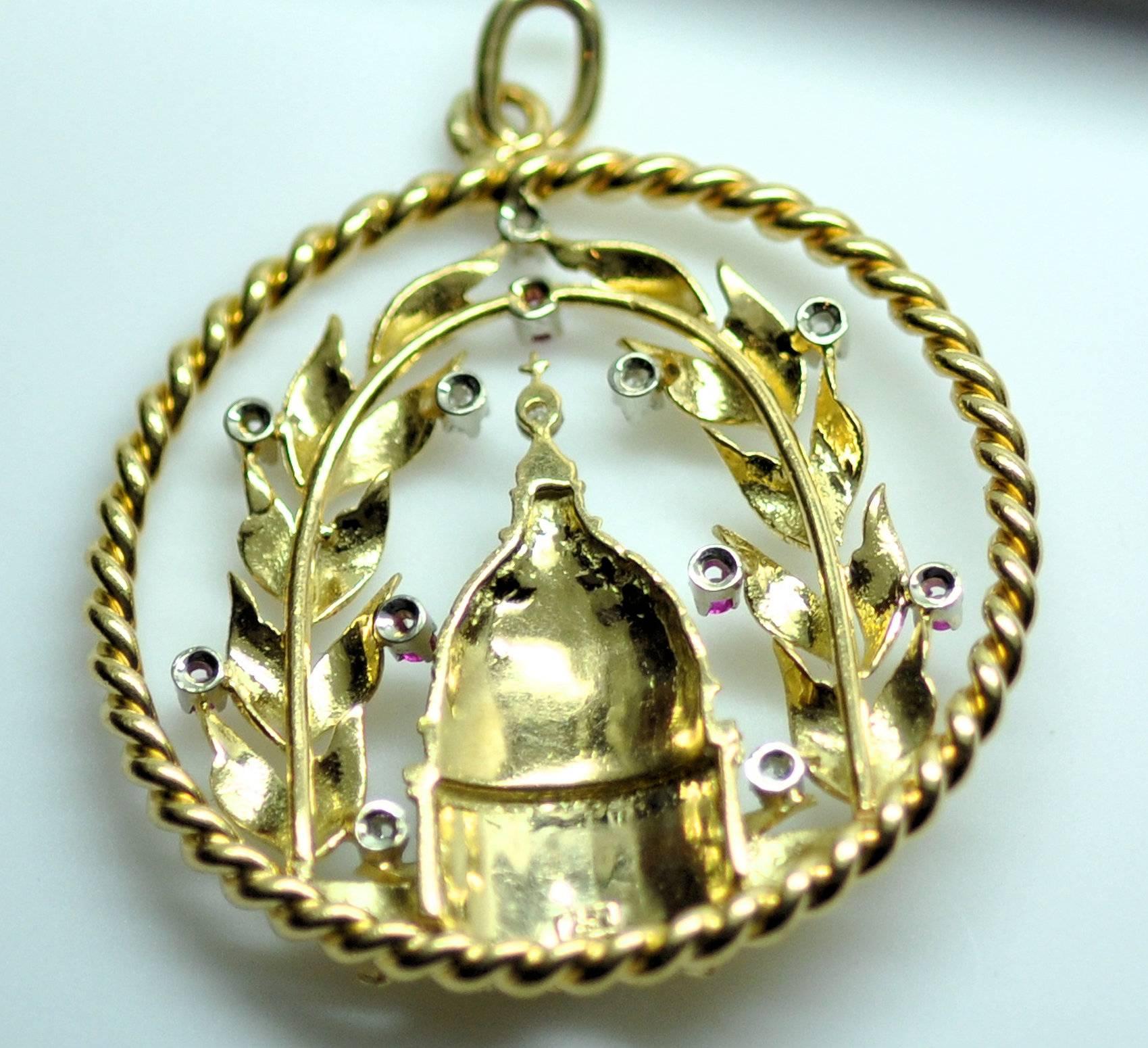 Women's or Men's  Ruby and Diamond Vatican Charm/Pendant