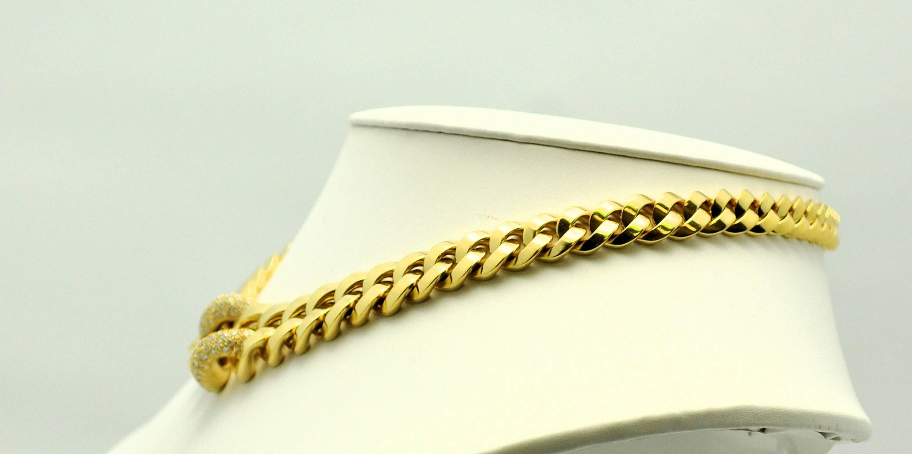 Diamond Graduated Link Gold Necklace For Sale 3