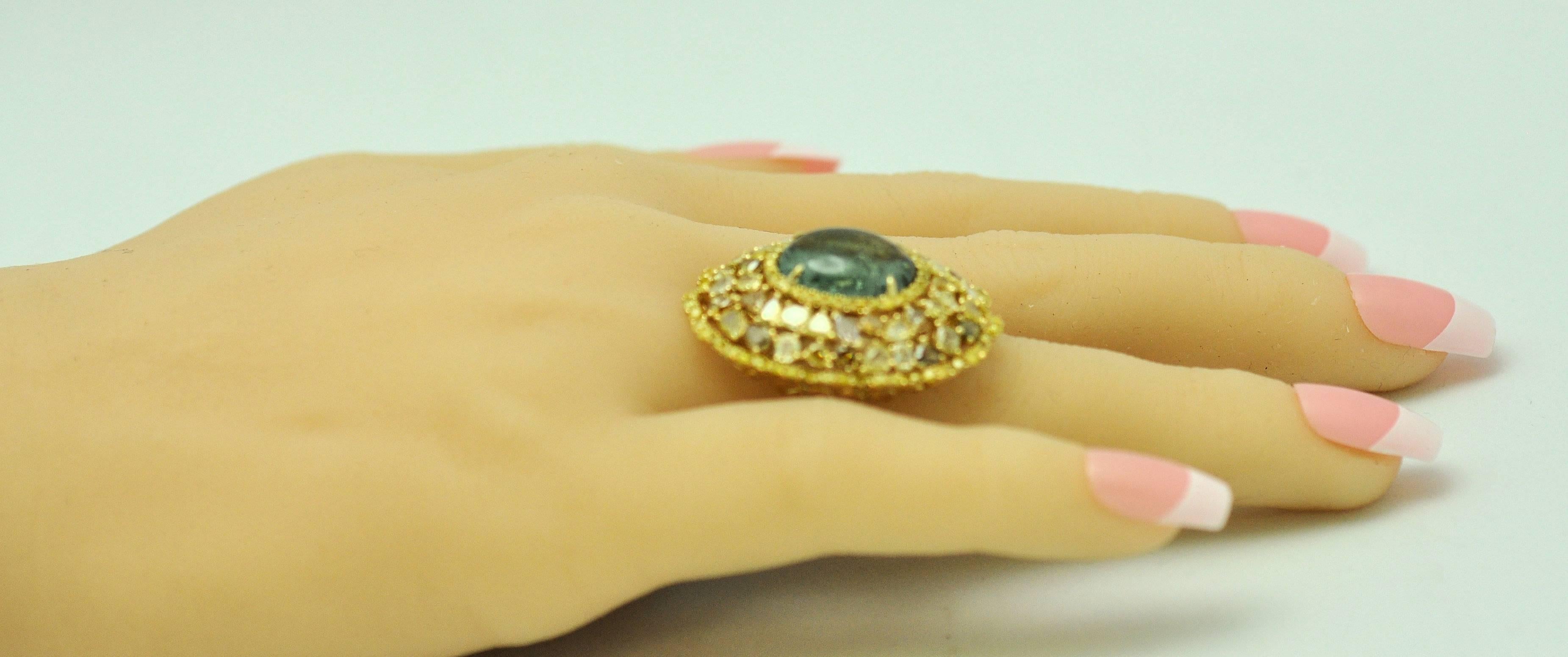 Women's  Tourmaline and Colored Diamond Ring