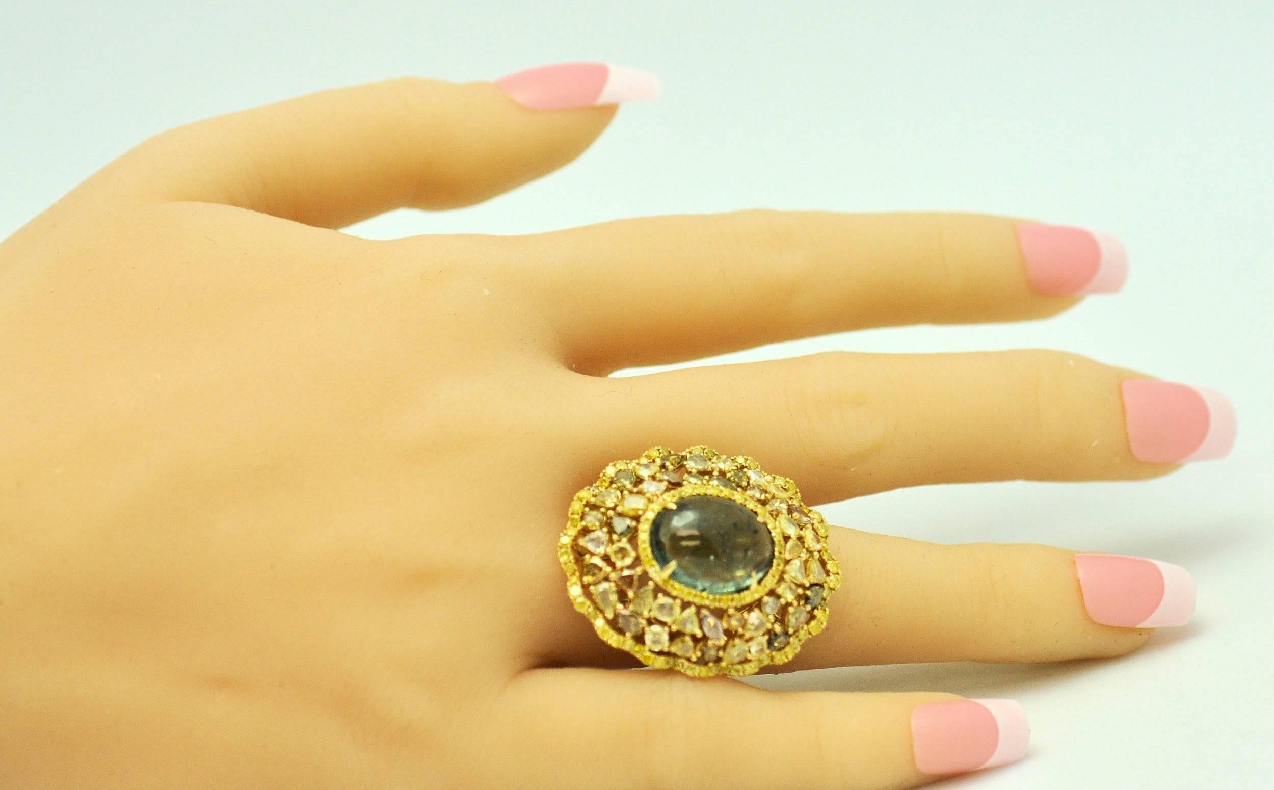  Tourmaline and Colored Diamond Ring 1