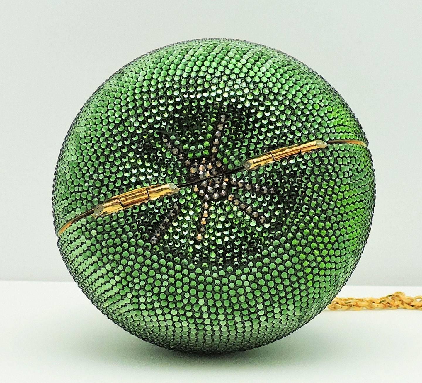 Judith Leiber Forelle Pear Swarovski Crystal Green Jeweled Evening Bag  For Sale 1