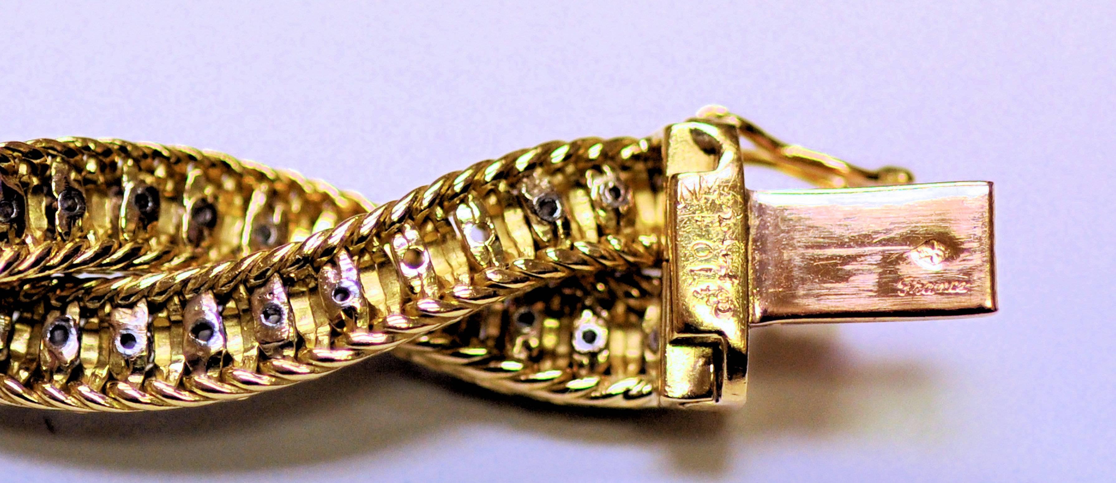 1970s French Neiman Marcus Diamond Gold Platinum Bracelet 2