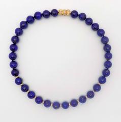 Fine Strand Lapis Lazuli Beads with Diamond Set Rondelles and Clasp