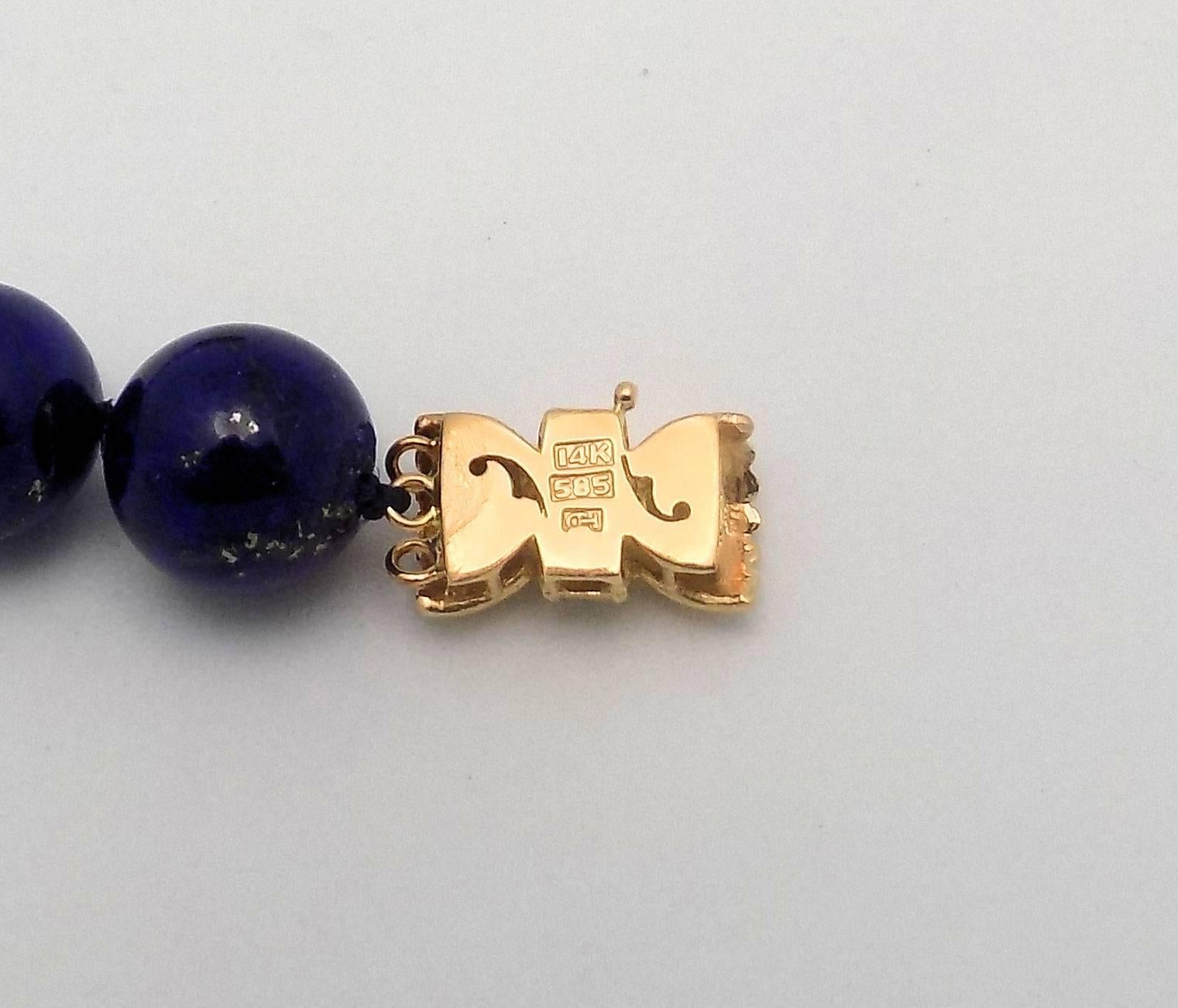 Fine Strand Lapis Lazuli Beads with Diamond Set Rondelles and Clasp 4