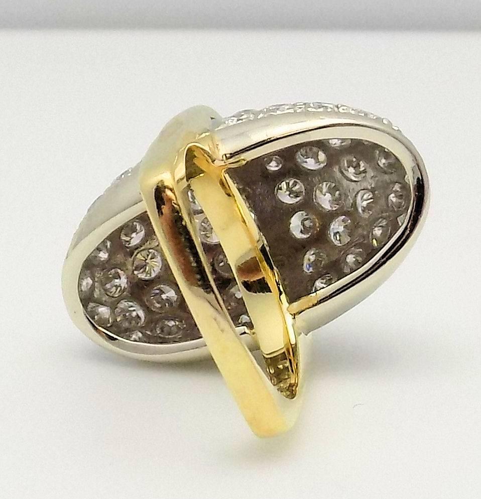 1970s Unusual Diamond Pave Gold Ring For Sale 3