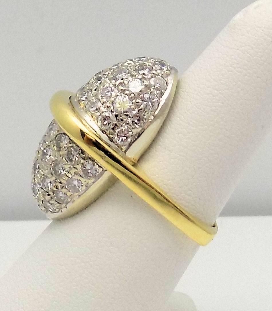 1970s Unusual Diamond Pave Gold Ring For Sale 5