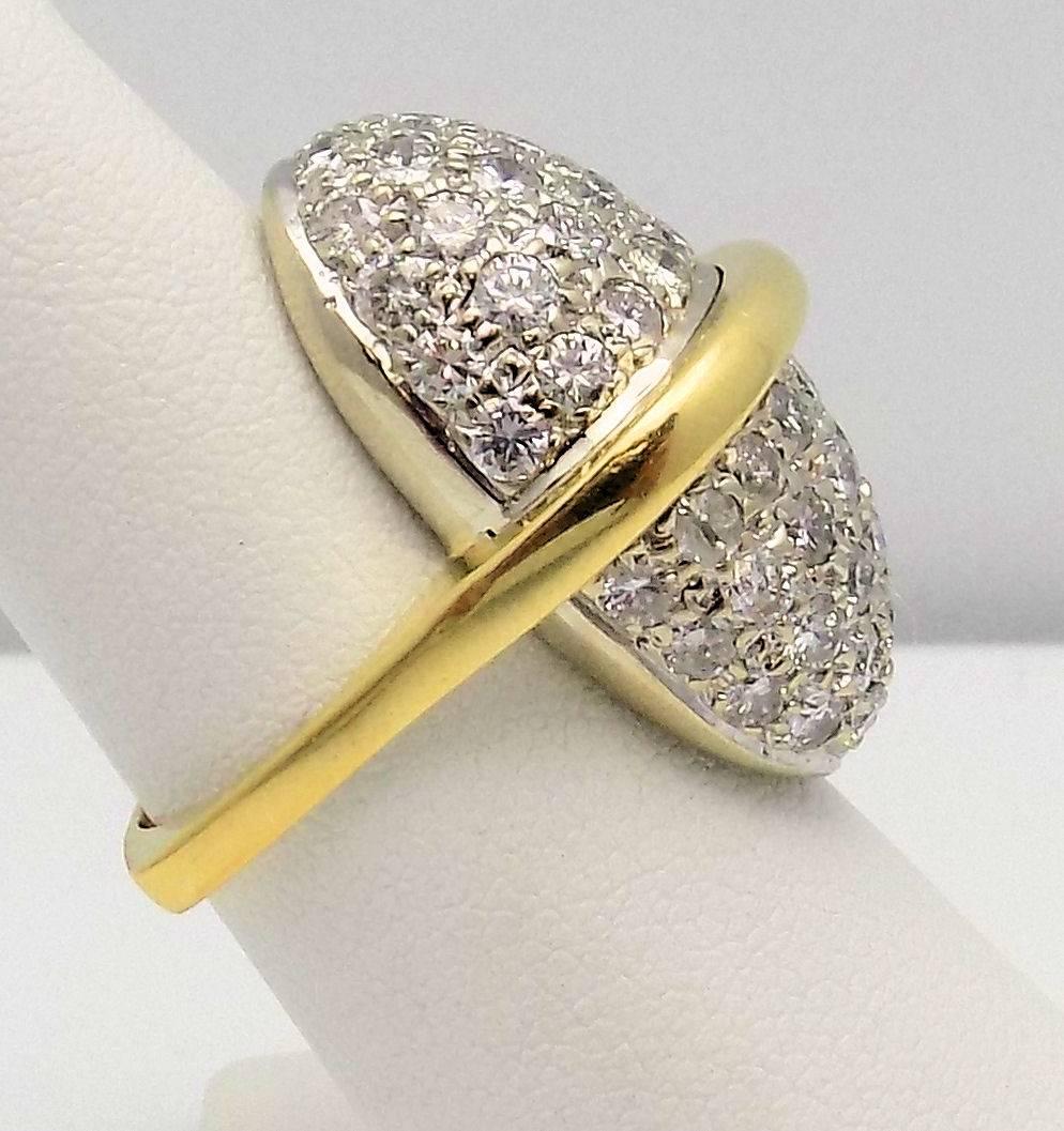 1970s Unusual Diamond Pave Gold Ring For Sale 6