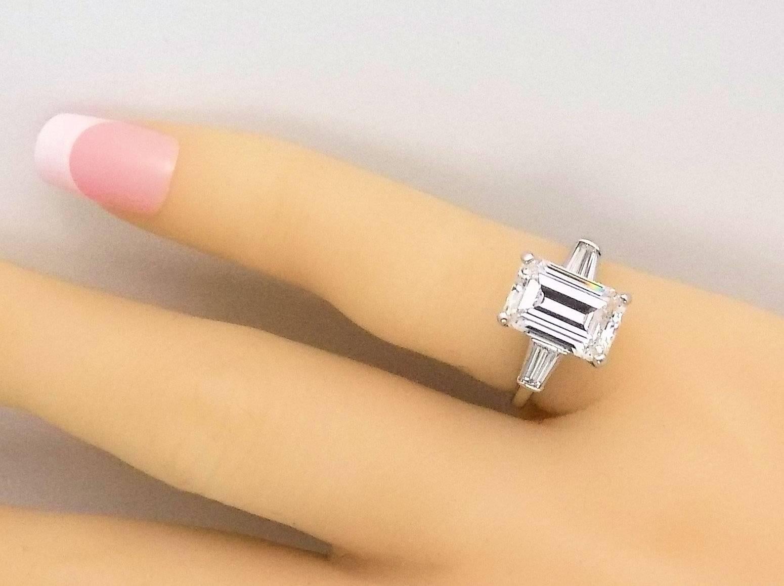 Classic 3.25 Carat Emerald Cut Diamond GIA Certified Engagement Ring For Sale 1