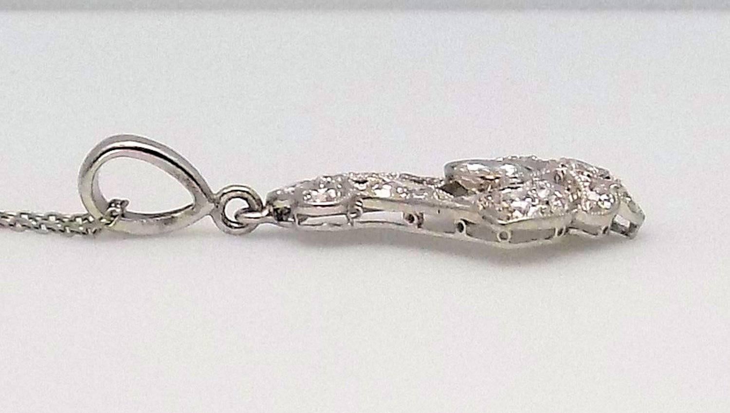 Exceptional Antique Platinum and Diamond Pendant on Platinum chain. 2