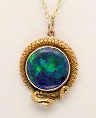 Art Nouveau Black Opal Pendant