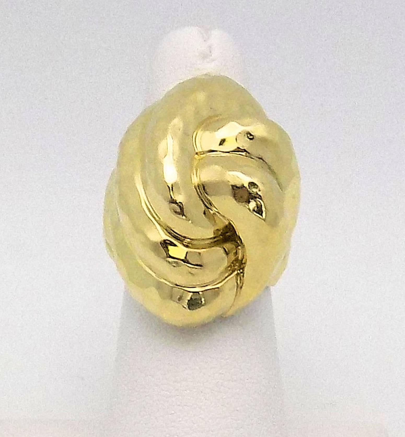 Henry Dunay Facets High Dome Double Knot Gold Ring In Excellent Condition In Dallas, TX