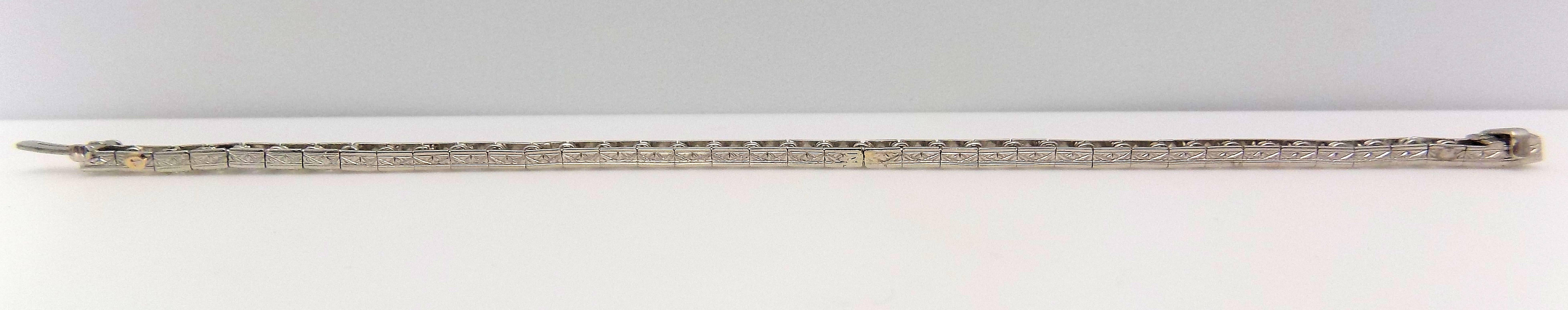 Antique Platinum Line Diamond Bracelet by Marcus and Co. 1