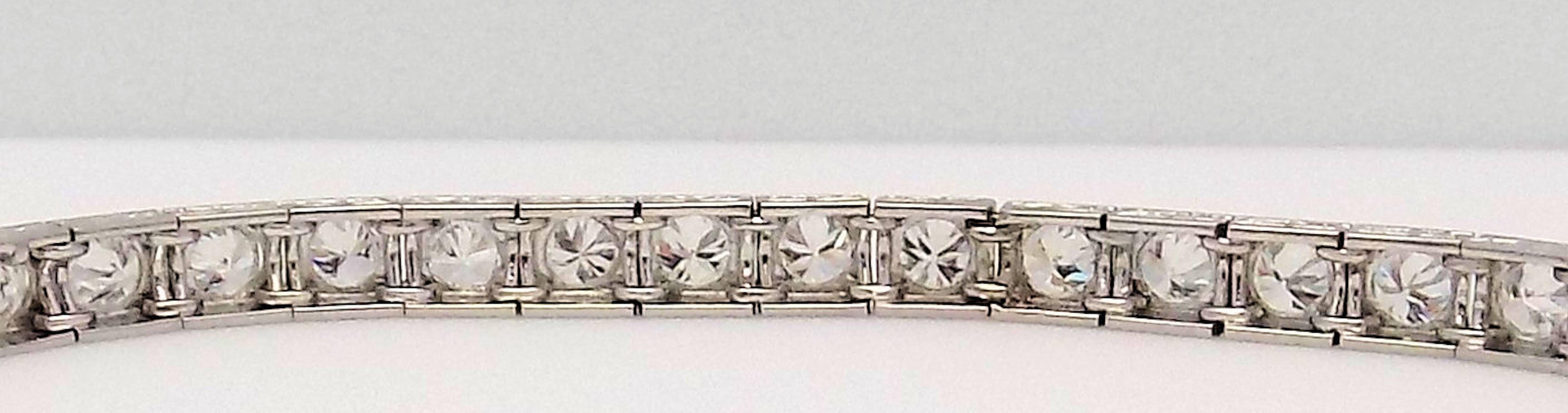 Antique Platinum Line Diamond Bracelet by Marcus and Co. 3
