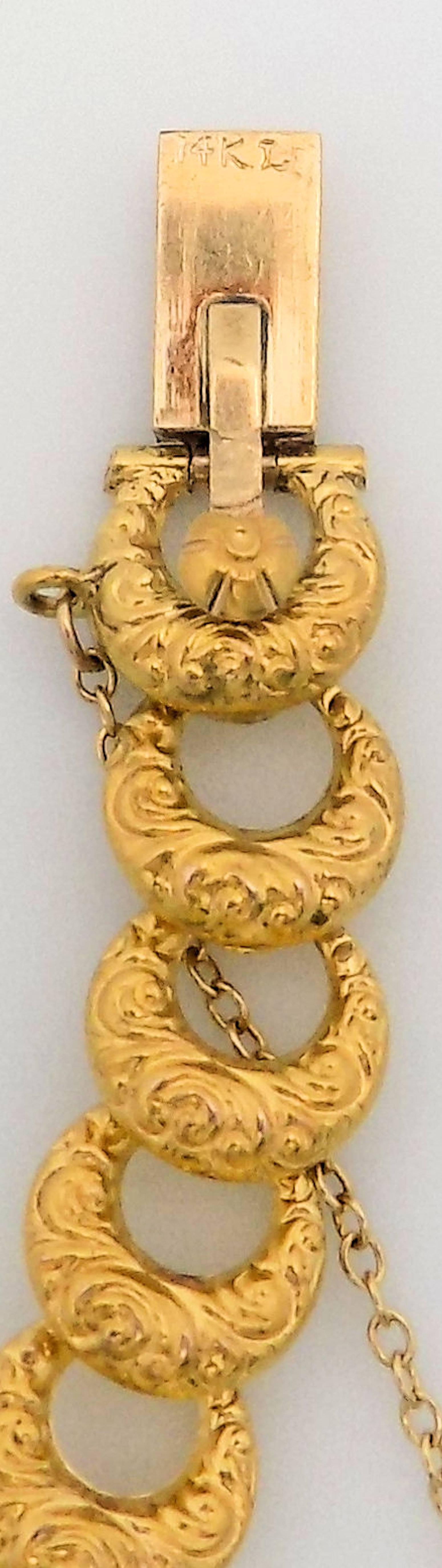 Antique Gold and Diamond Bracelet by Krementz For Sale 3