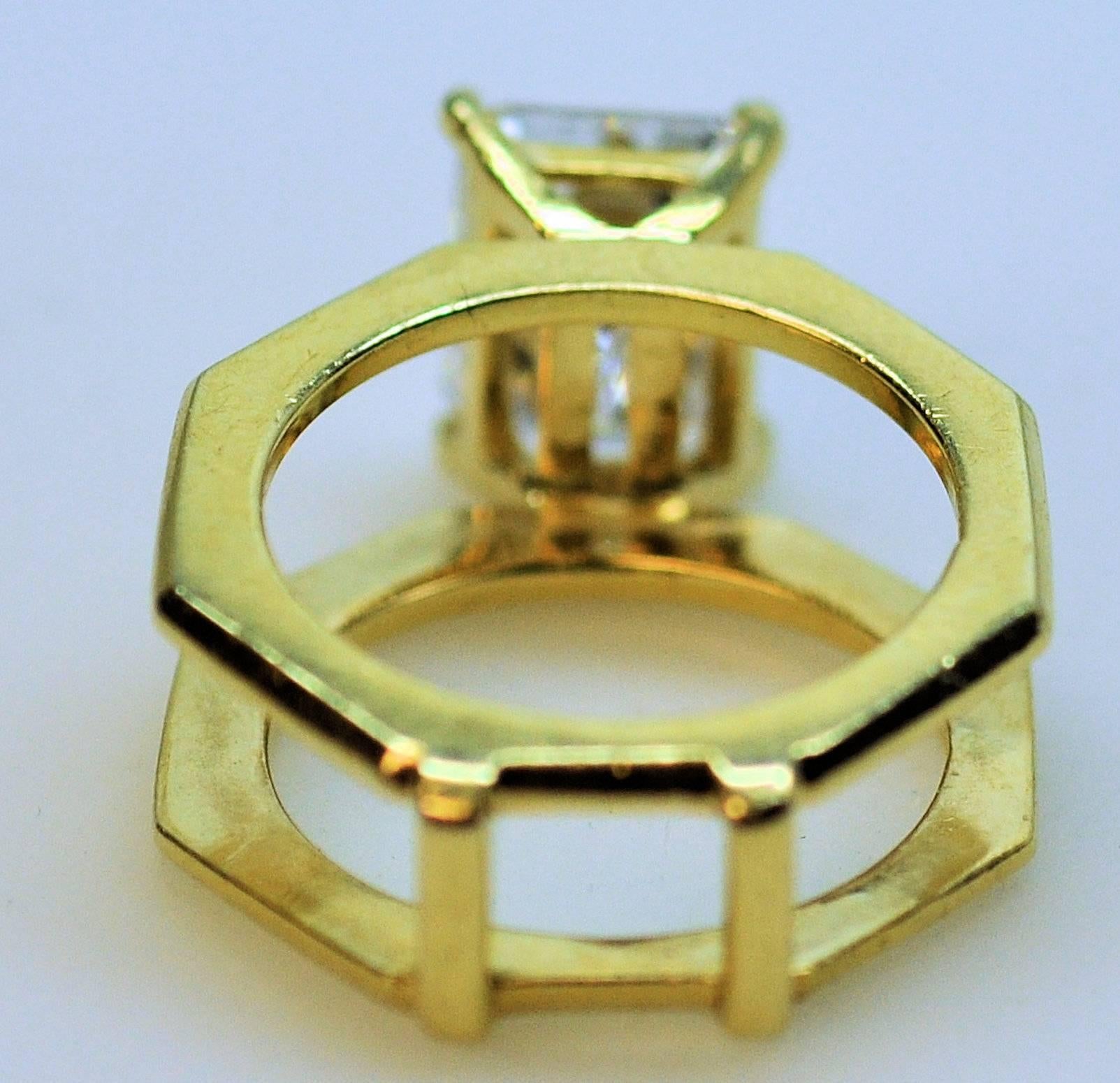 Women's GIA Emerald Cut 4.09 Carat Diamond Baguette Diamond Wedding Band Insert Ring For Sale