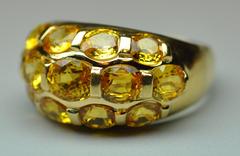 Italian Yellow Sapphire Gold Dome Ring
