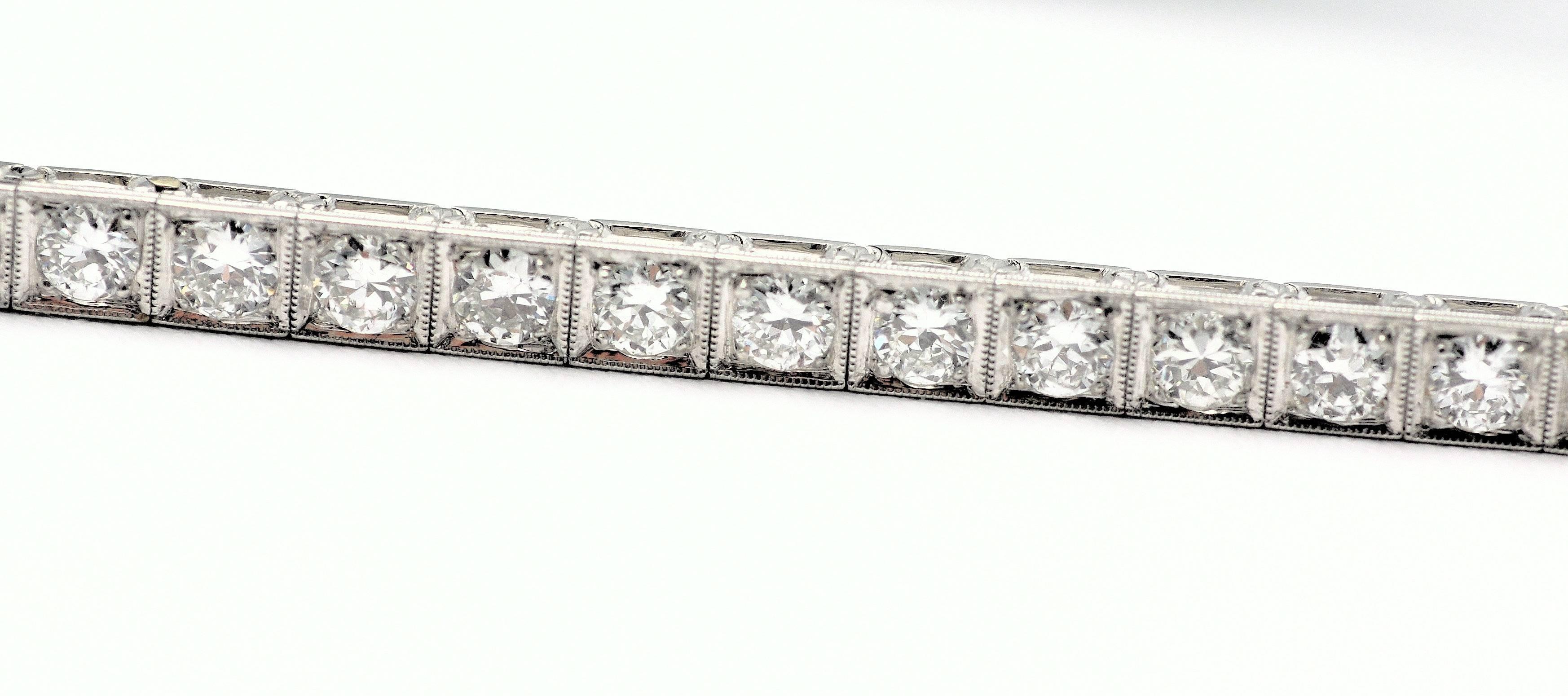Women's Long Diamond Art Deco Platinum Line Bracelet