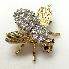 Herbert Rosenthal 18 Karat Diamond and Ruby Bee Pin