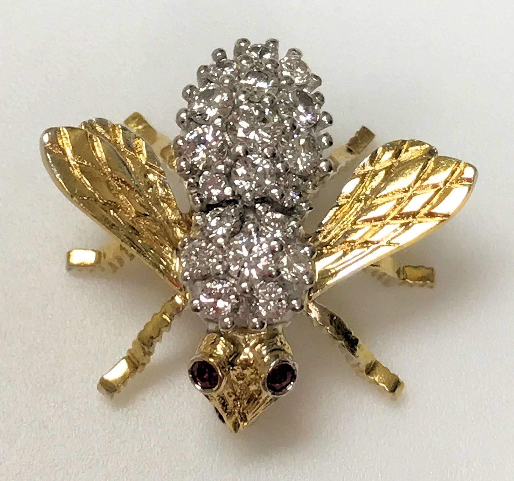 Women's Herbert Rosenthal 18 Karat Diamond and Ruby Bee Pin