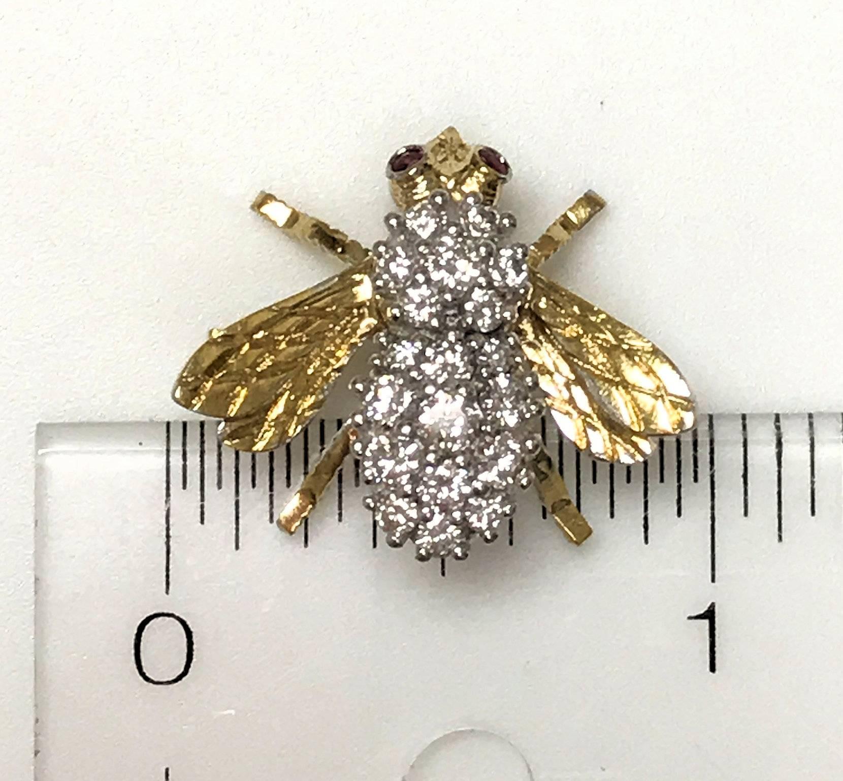 Herbert Rosenthal 18 Karat Diamond and Ruby Bee Pin 5