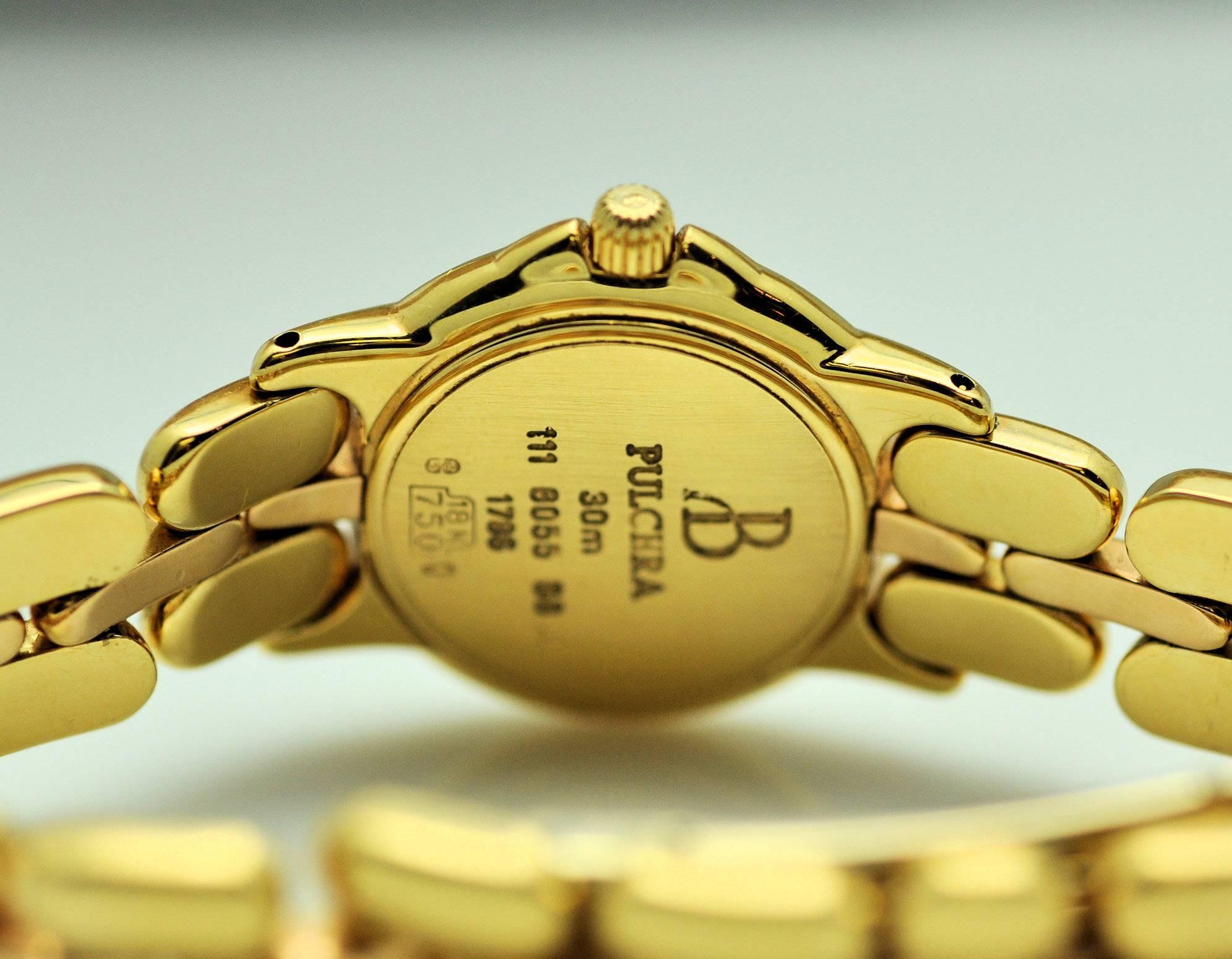 Women's Bertolucci Ladies Yellow and Rose Gold Diamond Black Dial Wristwatch  For Sale
