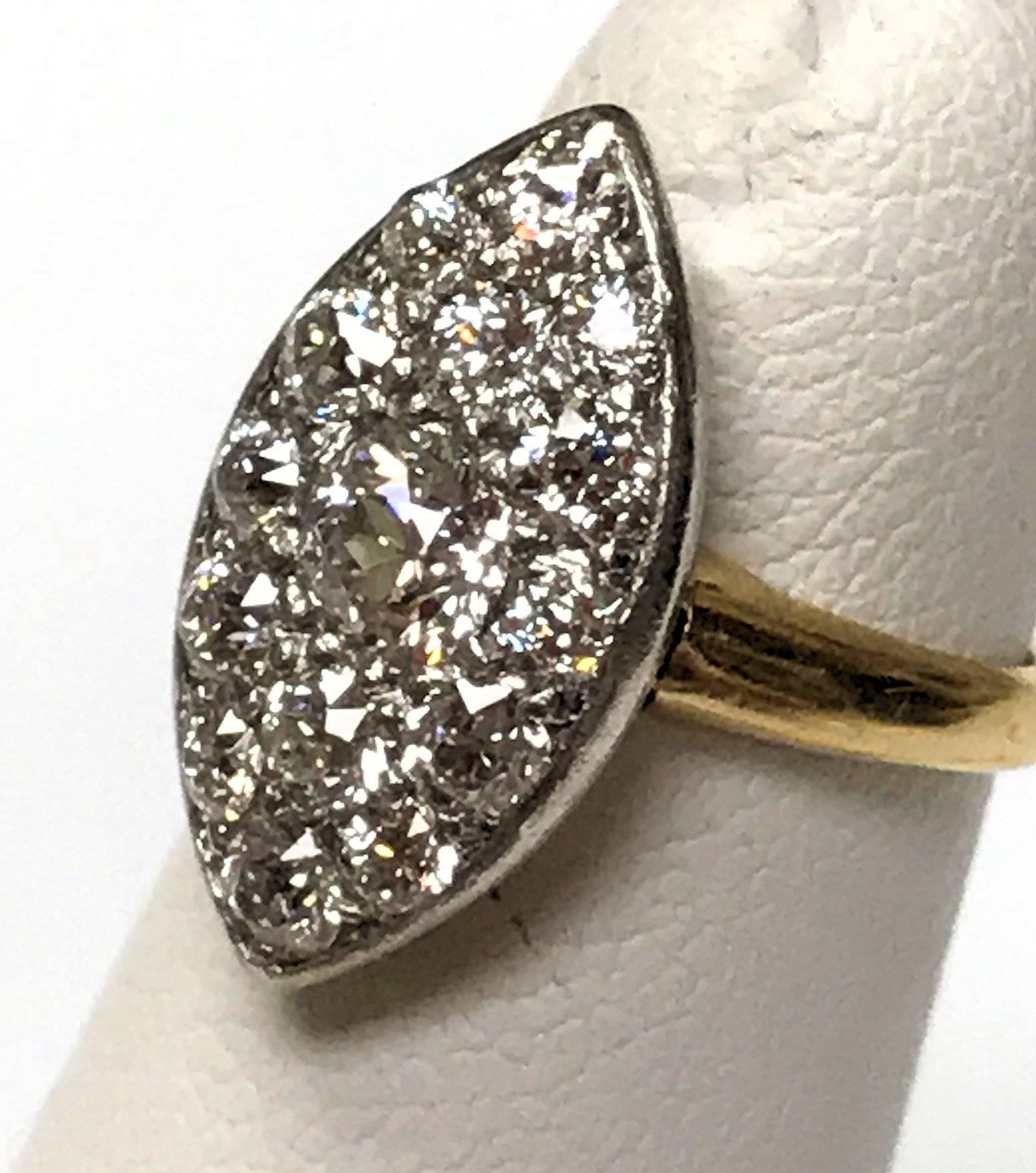 Old European Cut Antique Edwardian Tiffany & Co. Diamond Platinum Gold Ring For Sale