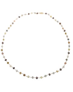 Collar vintage de 18,5" con diamantes multicolores naturales (25,00 ct) en oro amarillo de 18 quilates