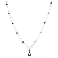 16.5" Vintage Natural Black & Brown Diamond(6.00 Carat) Necklace in Platinum