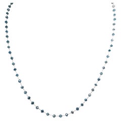 Vintage-Halskette mit einem naturblauen Diamanten (16,00 Karat) in 14-karätigem Weißgold, 18,5 Zoll