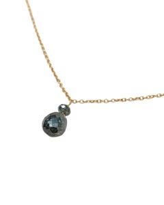 Vintage 16" Green Diamond(2.05ct) Necklace in 18K Yellow Gold