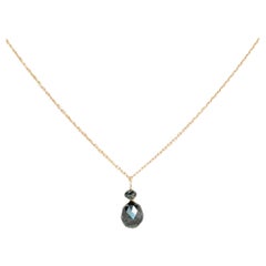 Vintage 16" Green Diamond(2.05ct) Necklace in 18K Yellow Gold
